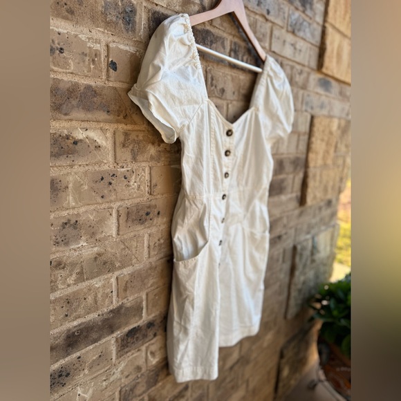 Madewell Lighthouse Linen-Cotton Puff-Sleeve Mini Dress Sz 6 - Picture 3 of 9